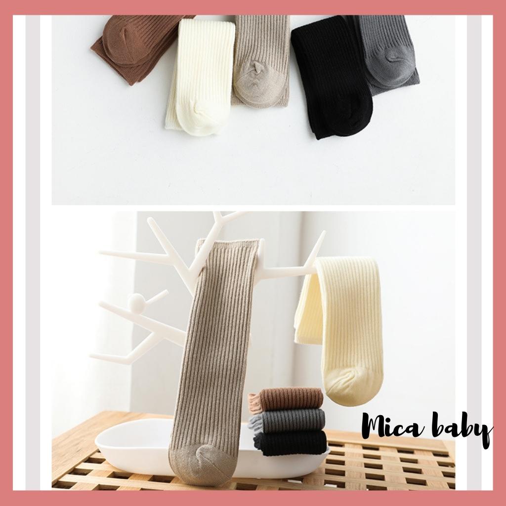 Tất vớ cổ cao màu trơn không gót đáng yêu cho bé từ 1-4 tuổi Mica baby T11