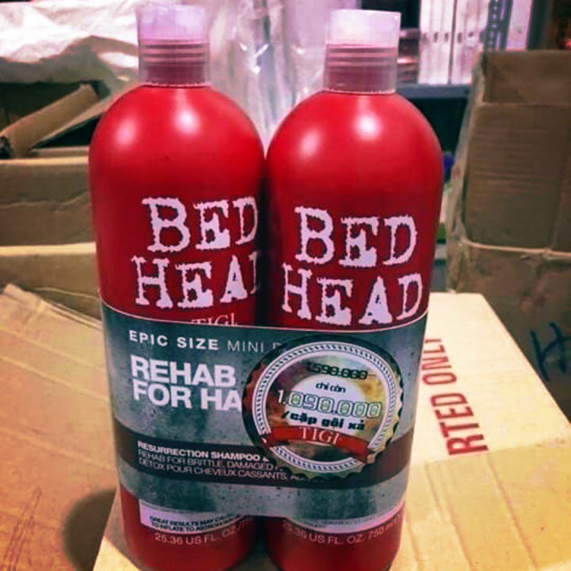 Sét dầu gội + xả tigi Bed head màu đỏ