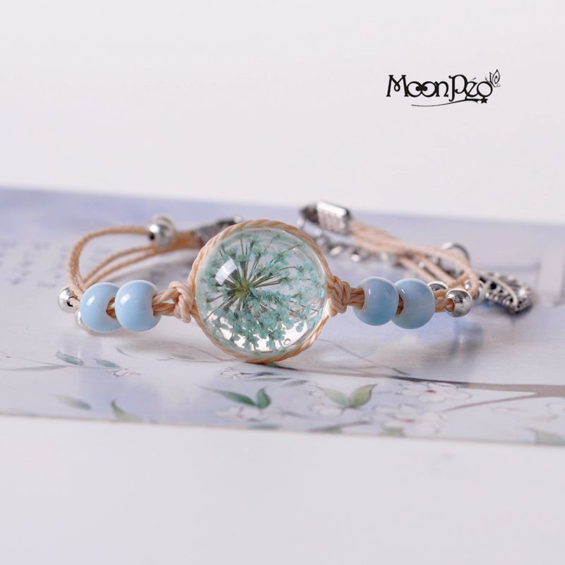 Vòng đeo tay nữ Handmake hoa khô thời trang thủy sinh