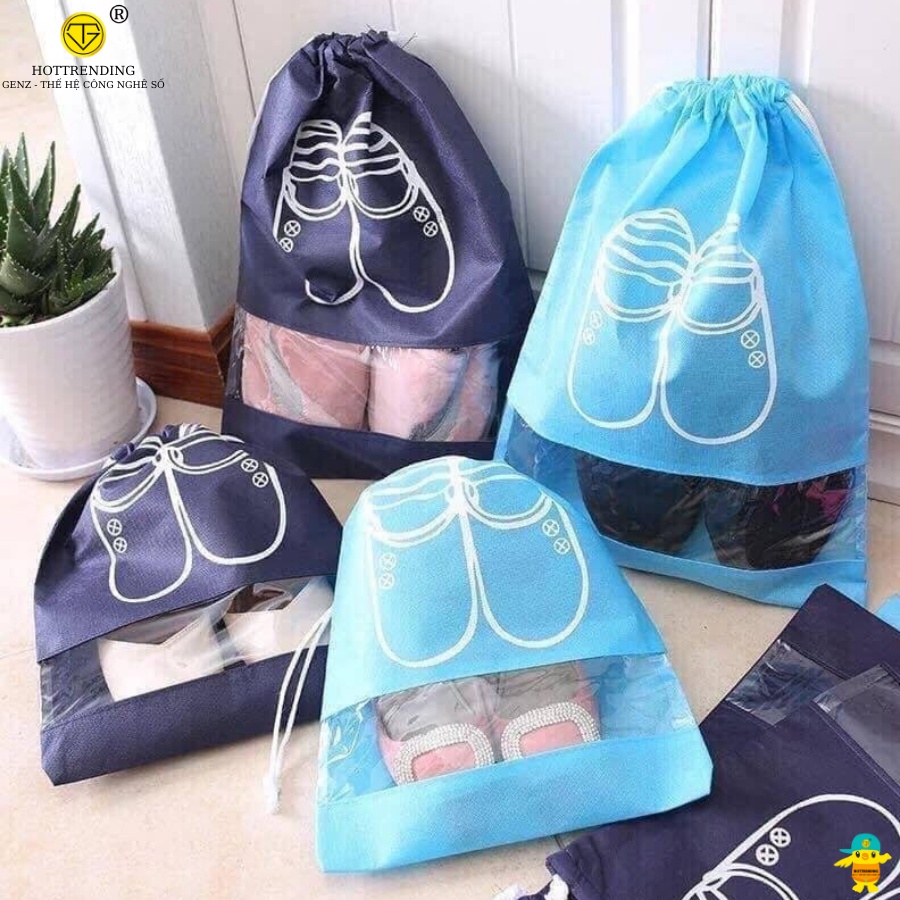 Túi dây rút đựng giày dép dây rút chống thấm nước Size lớn  43x31cm Loại Dày Nhiều Màu Pastel