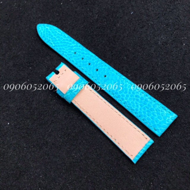 DÂY ĐỒNG HỒ DA ĐÀ DIỂU MÀU XANH NGỌC các size từ 10mm- 20mm