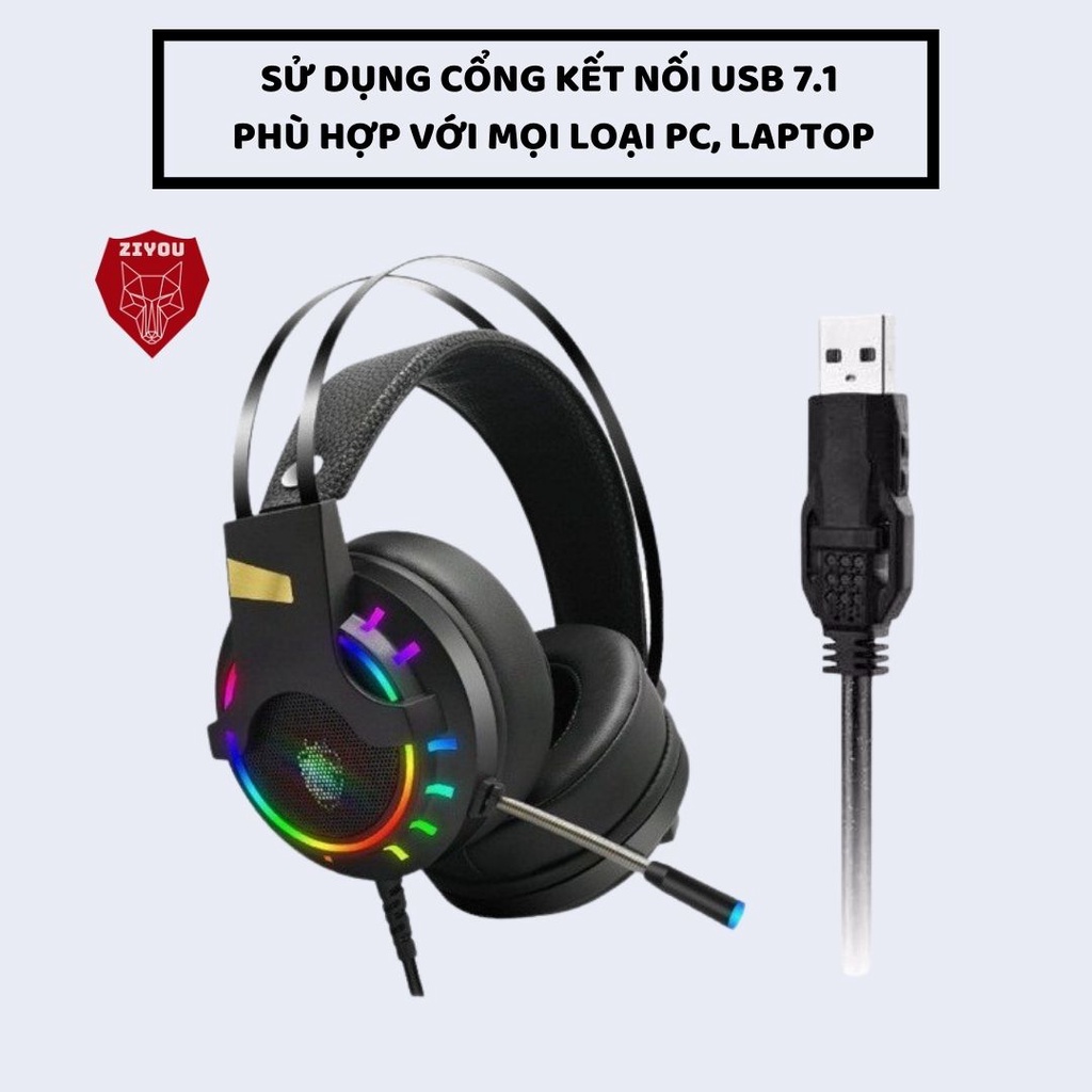 Bộ Bàn Phím Chuột Và Headphone ZIYOU Gaming LED 7 Màu, Phím Gõ Siêu Êm Chống Nước, Combo Cho Các Game Thủ K618+V1+K3