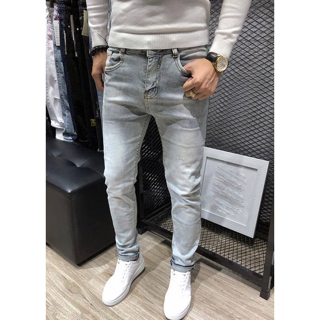 Quần Jean Nam Wash Bạc Thời Trang Hàn Quốc Quần Bò Nam Bạc Quần Jeans Bó Nam