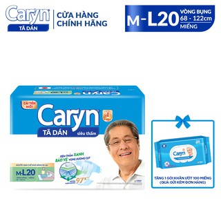 [TẶNG 1 KHĂN ƯỚT/ DÉP CHỐNG TRƯỢT] Tã Bỉm Dán Người Lớn Caryn Siêu Thấm Size ML - 20 Miếng