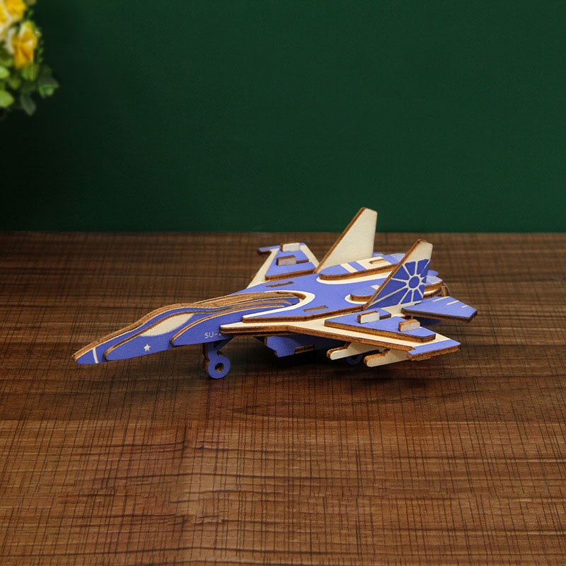 Đồ chơi lắp ráp gỗ 3D Mô hình Máy bay Su-27 Laser HG-A047