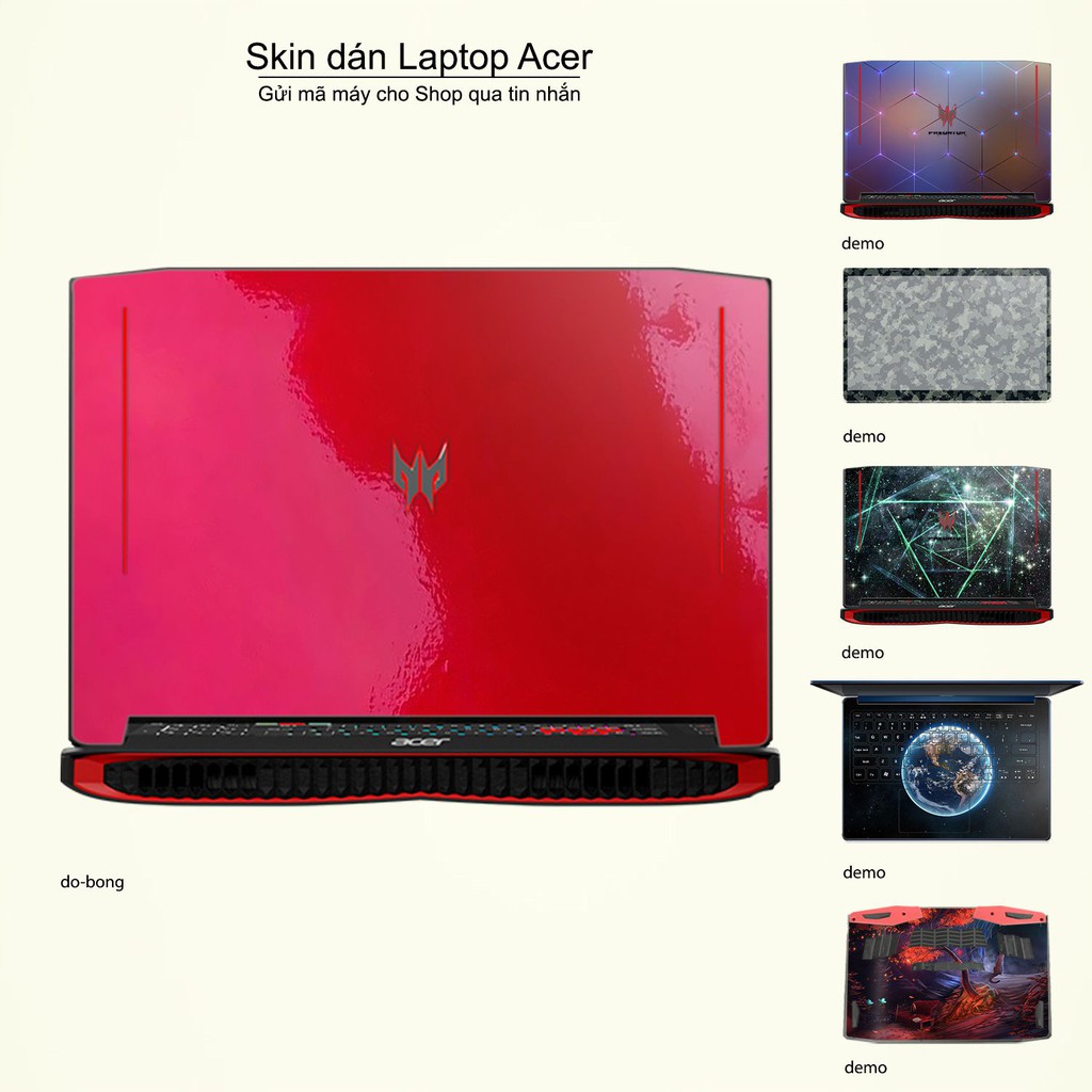 Skin dán Laptop Acer in màu đỏ bóng (inbox mã máy cho Shop)