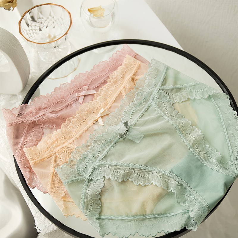 Quần lót ren sexy gợi cảm lưng vừa cạp ngắn mềm mại thoáng mát_AL104 | BigBuy360 - bigbuy360.vn