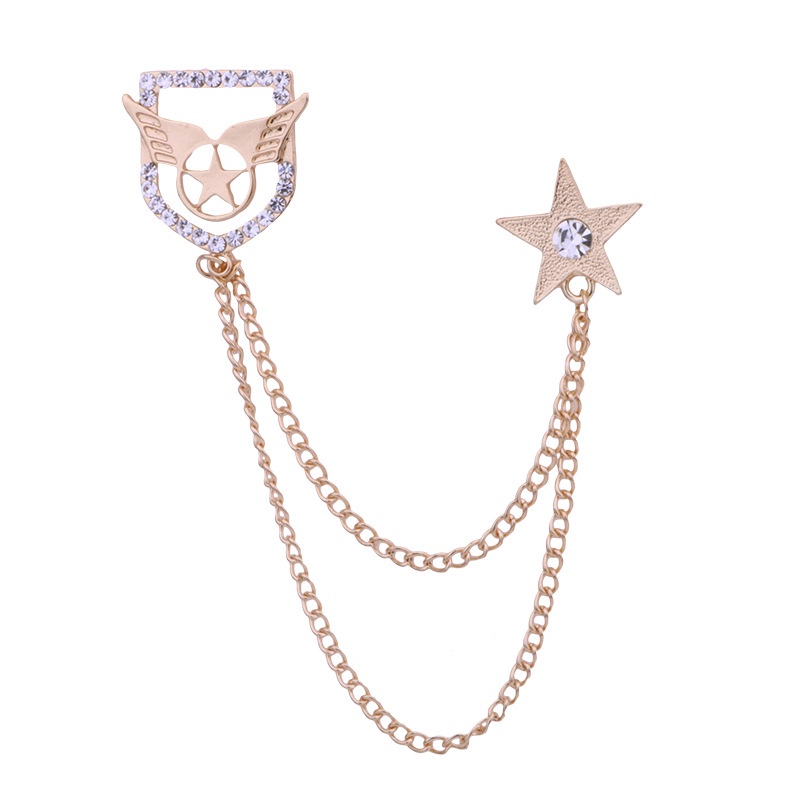 EFAN Ghim Cài Áo Hình Ngôi Sao Năm Cánh Đính Đá Thời Trang Cho Nam