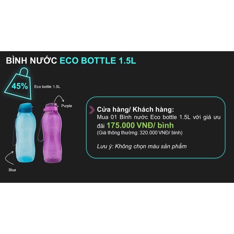 Bình nước eco bottle 90ml 310ml 500ml 1L 1.5L tupperware