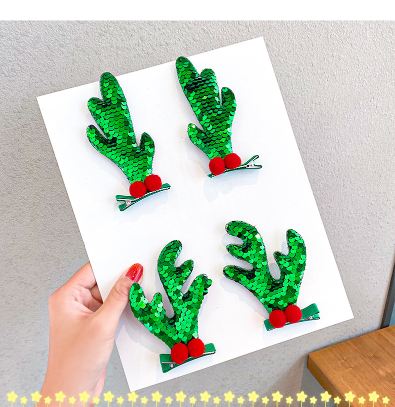 2 Kẹp Tóc Hình Sừng Tuần Lộc Giáng Sinh Cho Bé Gái