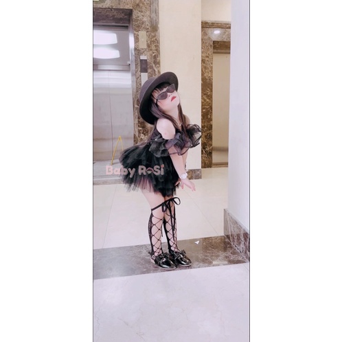 Sét áo voan bèo kèm chân váy tutu đen cho bé