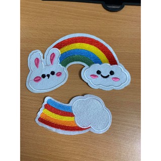 sticker thêu là ủi cầu vòng mây