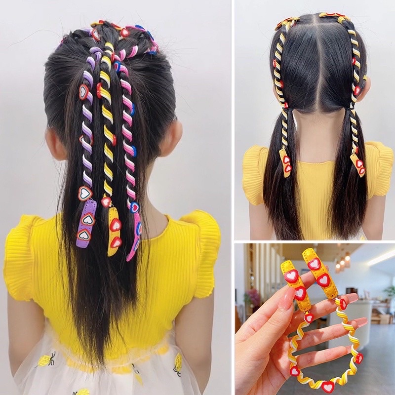 Kẹp tóc trang trí phối dây lò xo quấn tóc theo lọn phong cách hàn quốc