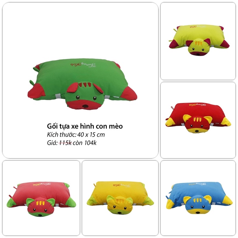 Gối đi xe máy, gối treo xe cho bé hình con mèo kích thước 40x15cm Hometex
