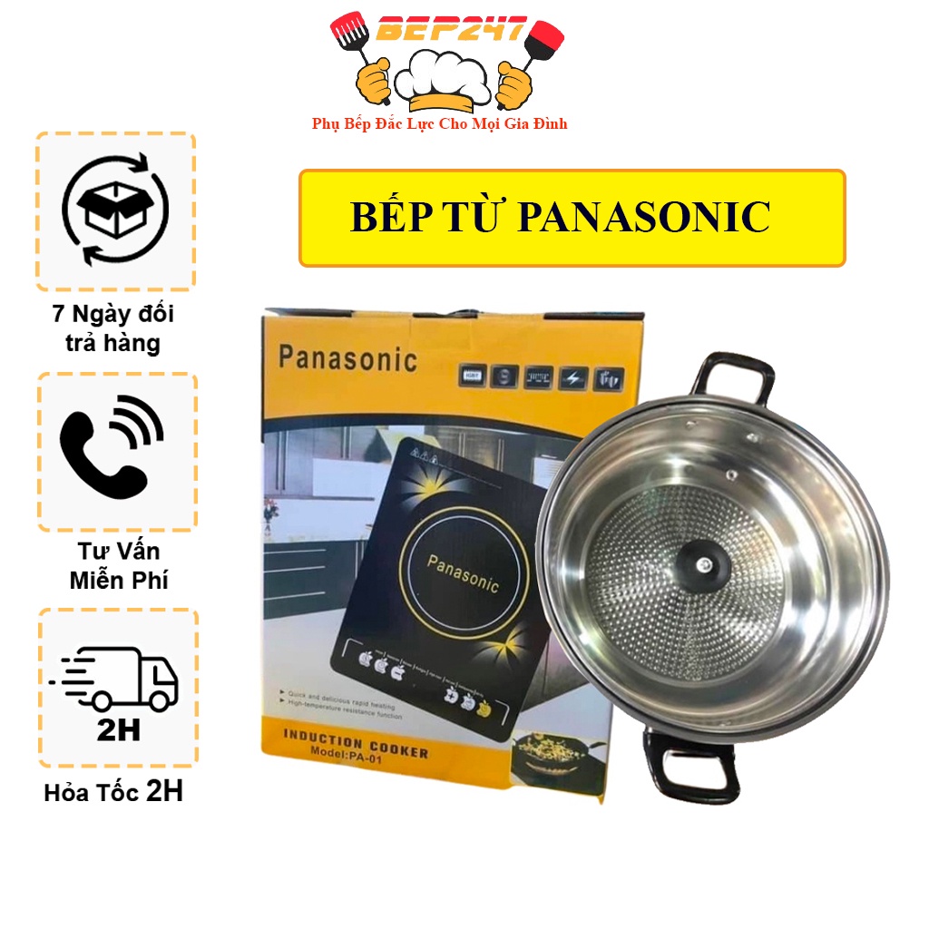 Bếp Từ Cảm Ứng Mặt Kính Panasonic - Tặng Kèm Nồi Inox - Bếp Từ Đơn, Độ Bền Cao, Chịu Nhiệt Tốt