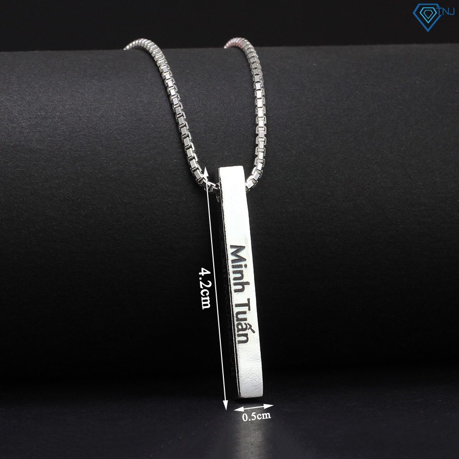 Dây chuyền bạc nam hình trụ vuông khắc tên theo yêu cầu DCA0074 - Trang Sức TNJ
