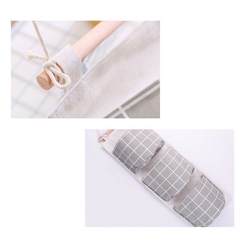 HCM - Bộ túi 3 ngăn treo tường kiểu Nhật họa tiết caro