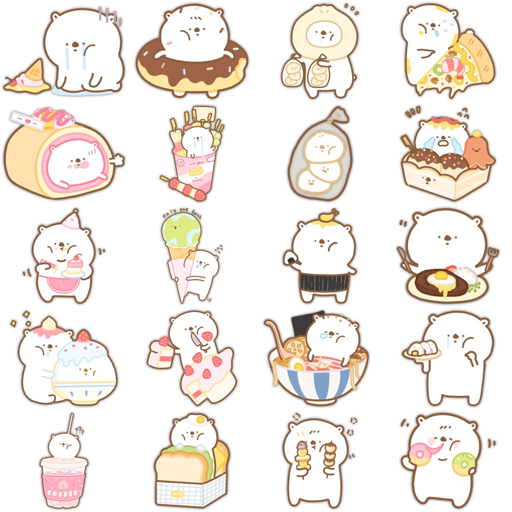 Sticker dán mũ bảo hiểm chống nước cute, hình dán laptop, điện thoại, vali sét 40 miếng