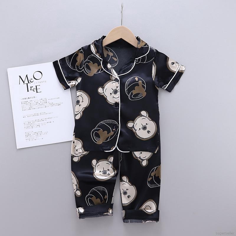 Bộ Đồ Ngủ Pijama Ngắn Tay In Họa Tiết Dễ Thương Cho Bé Trai 1-6 Tuổi