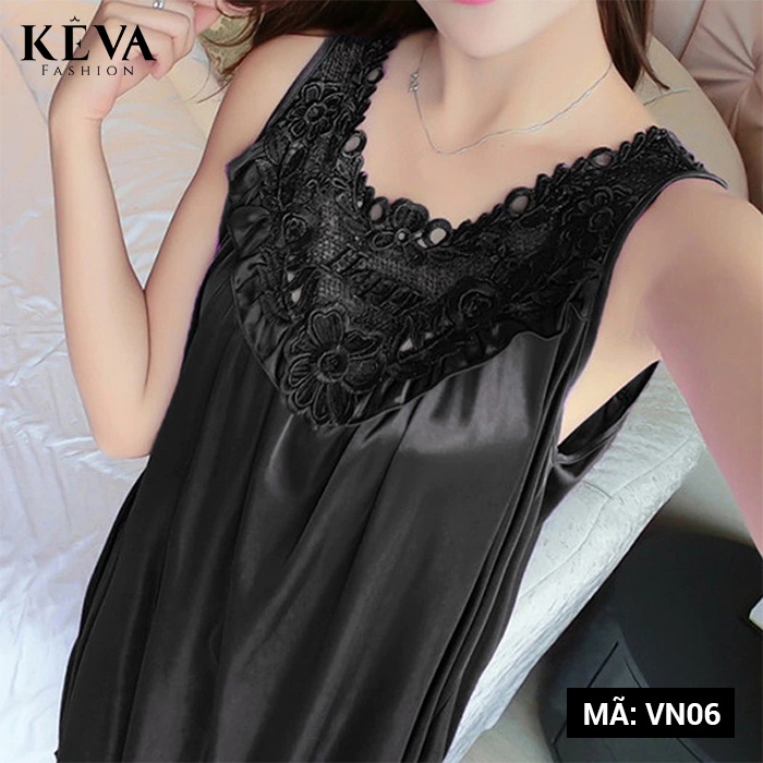 Váy ngủ nữ lụa satin cao cấp - Thương hiệu Keva - Mã VN06