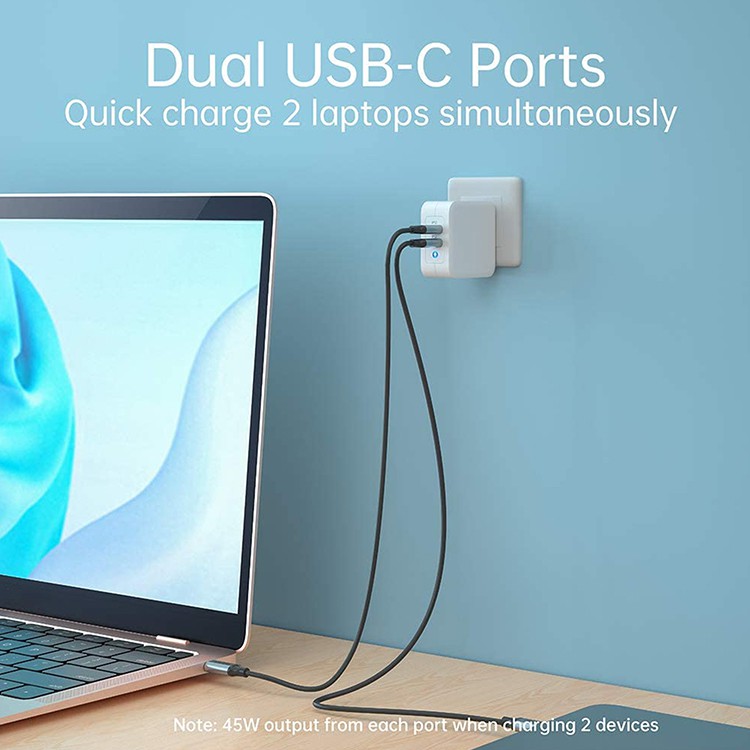 Bộ sạc cắm tường 2 cổng type C USB C 100W CHOETECH cho MacBook Pro / Air