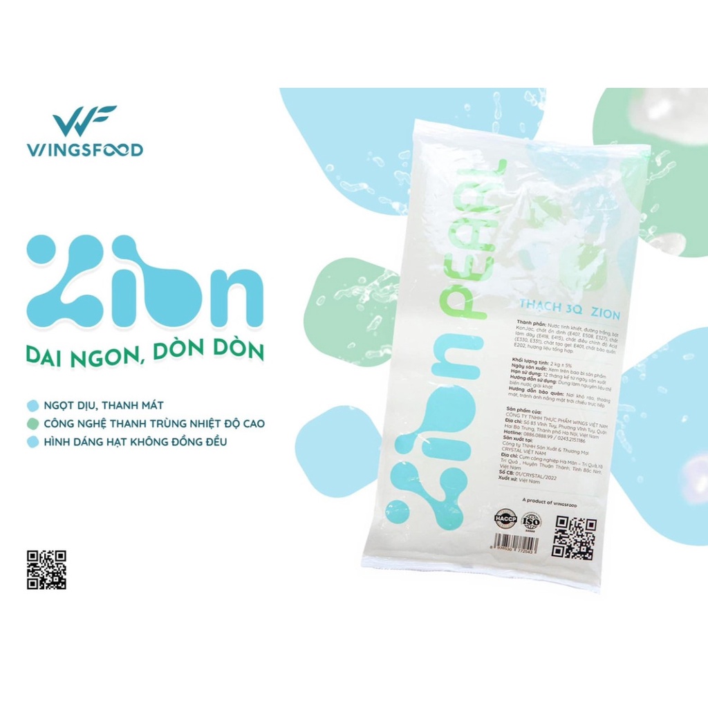 [SỈ] Thạch 3q WINGS - 3q ZION - gói 2kg được sản xuất tại VN - là loại trân châu trắng ngon giòn
