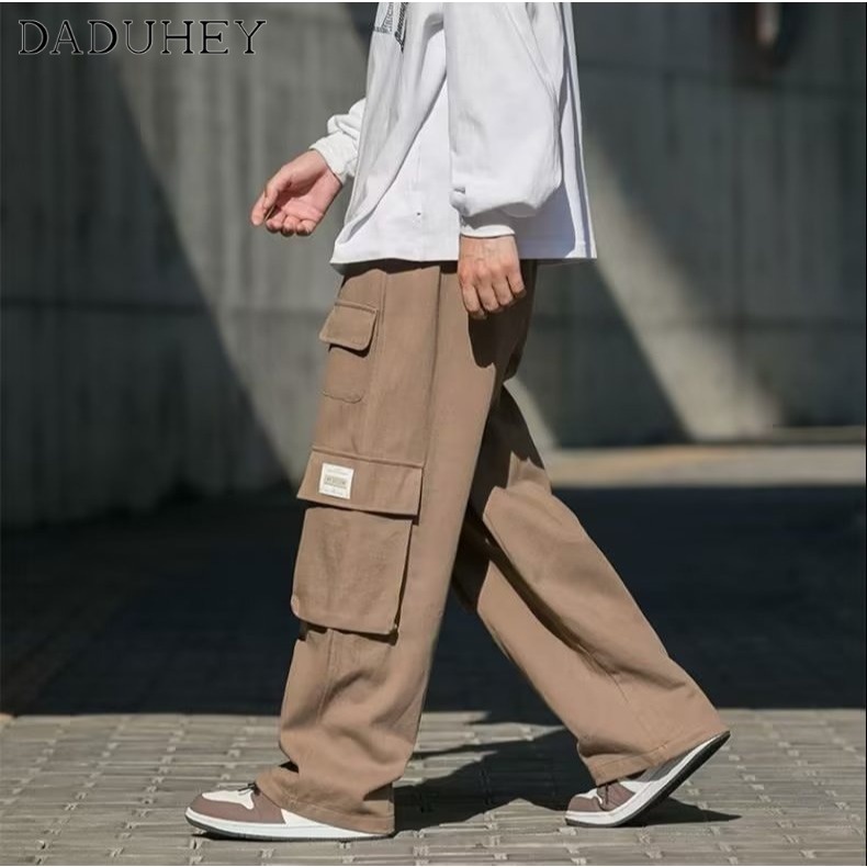 DaDuHey American Retro High Street Overalls Men's Straight Casual Pants 2022 New Ins Fashion Trendy Pants