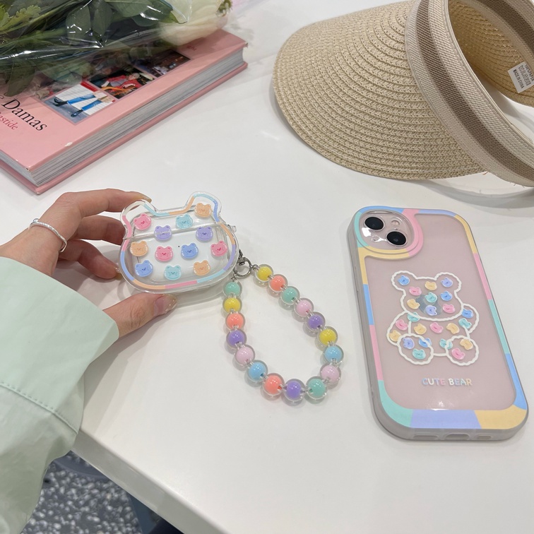 Vỏ Bảo Vệ Hộp Sạc Tai Nghe airpods 1/2 pro Bluetooth Bằng tpu Mềm Họa Tiết Hoạt Hình Gấu Nhiều Màu
