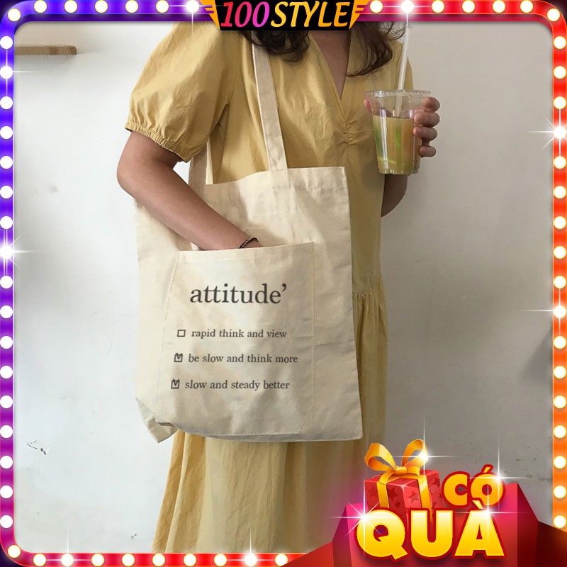 Túi Vải Cỡ Lớn Attitude Có Ngăn Ngoài