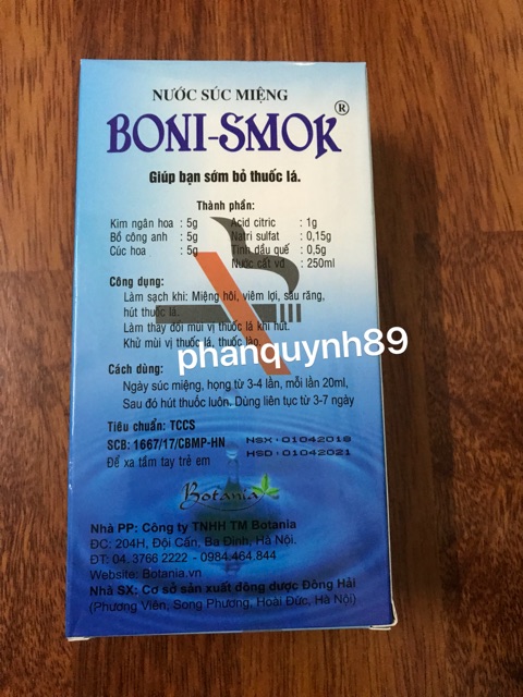 Nước súc miệng Boni-smok 150ml - 250ml