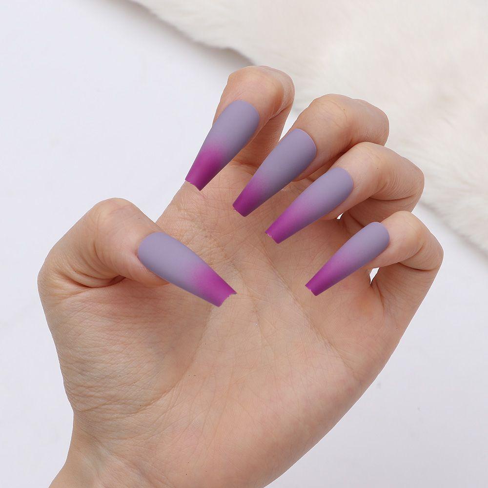 CACTU Móng Tay Giả Che Phủ Toàn Diện Dáng Dài Màu Gradient Thời Trang