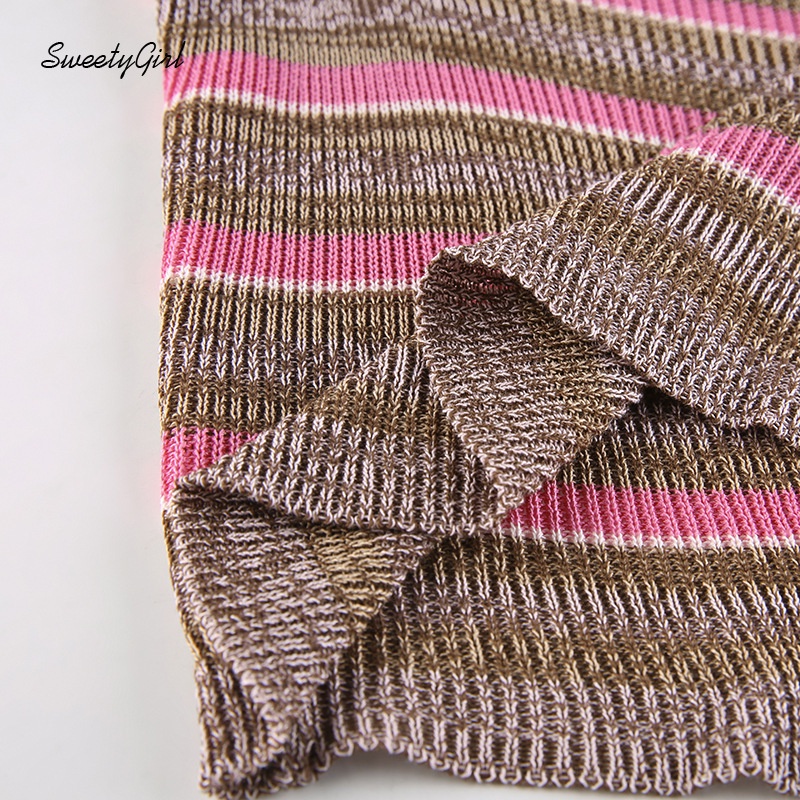 Áo Croptop Cổ Chữ U Tay Ngắn Họa Tiết Kẻ Sọc Màu Sắc Tương Phản Thời Trang Dành Cho Nữ 2022