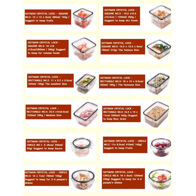 Khoá pha lê GOTMAN 100% Tritan bảo quản kín gió Thiết kế Thụy Điển