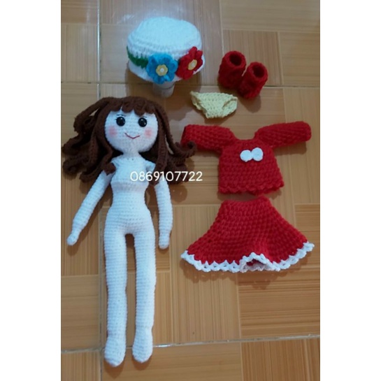 búp bê len.size lớn.kèm đầm .mủ.giày
