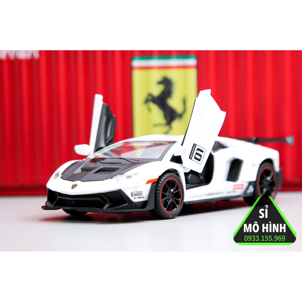 [ Sỉ Mô Hình ] Xe mô hình siêu xe Lambo Aventador SVJ 1:32 Trắng