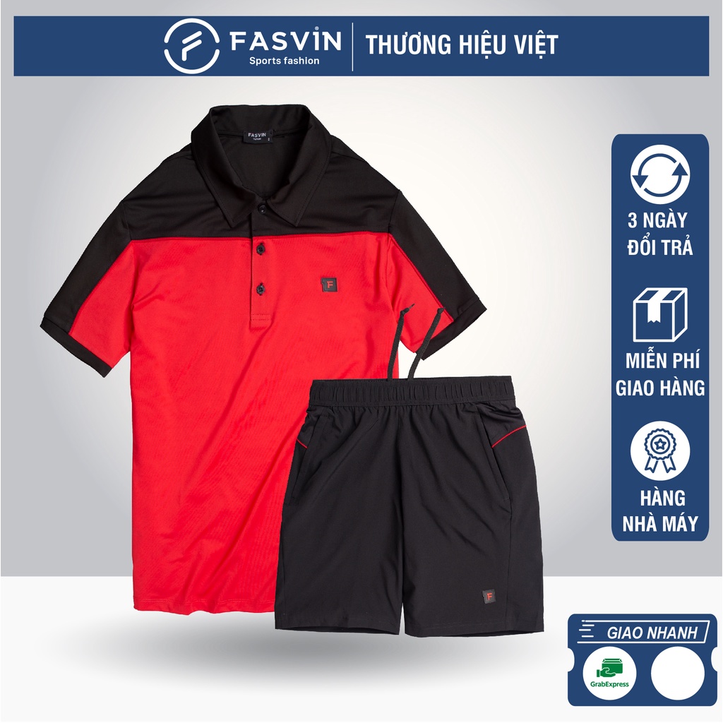 Bộ quần áo thể thao nam Fasvin AB20280.SG cổ bẻ chất vải mềm nhẹ co giãn