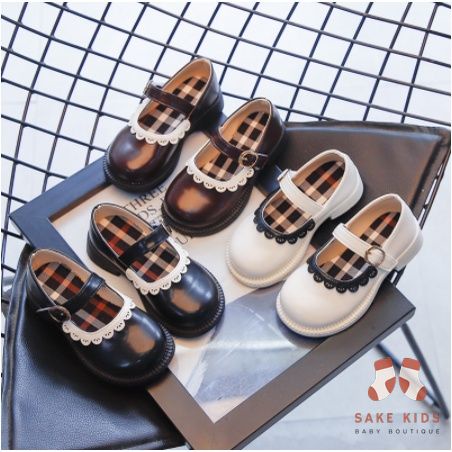 Giày bệt bé gái Giày búp bê siêu mềm chất da PU bền đẹp mũi phối viền xinh xắn quai dán phong cách Hàn Quốc M6608