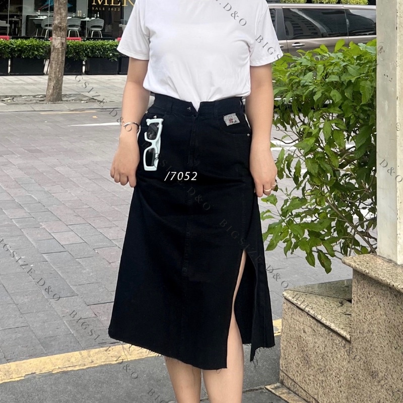 Chân váy jean xẽ tà phong cách Hàn Quốc bigsize 54-80kg