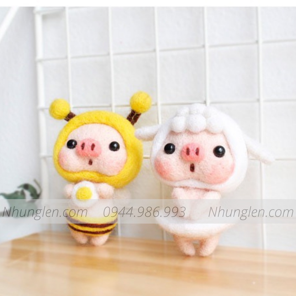 KIT LEN CHỌC ỦN ỈN SCILL - Needle Felting Pig - Handmade, Quà Tặng, DIYS