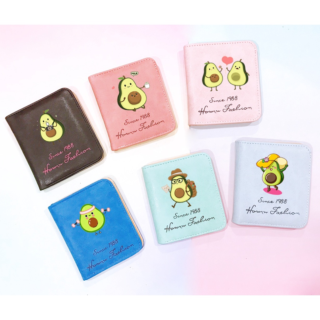 Ví quả bơ da lộn dạng ngắn VLNI27 bóp cầm tay bóp cầm tay avocado