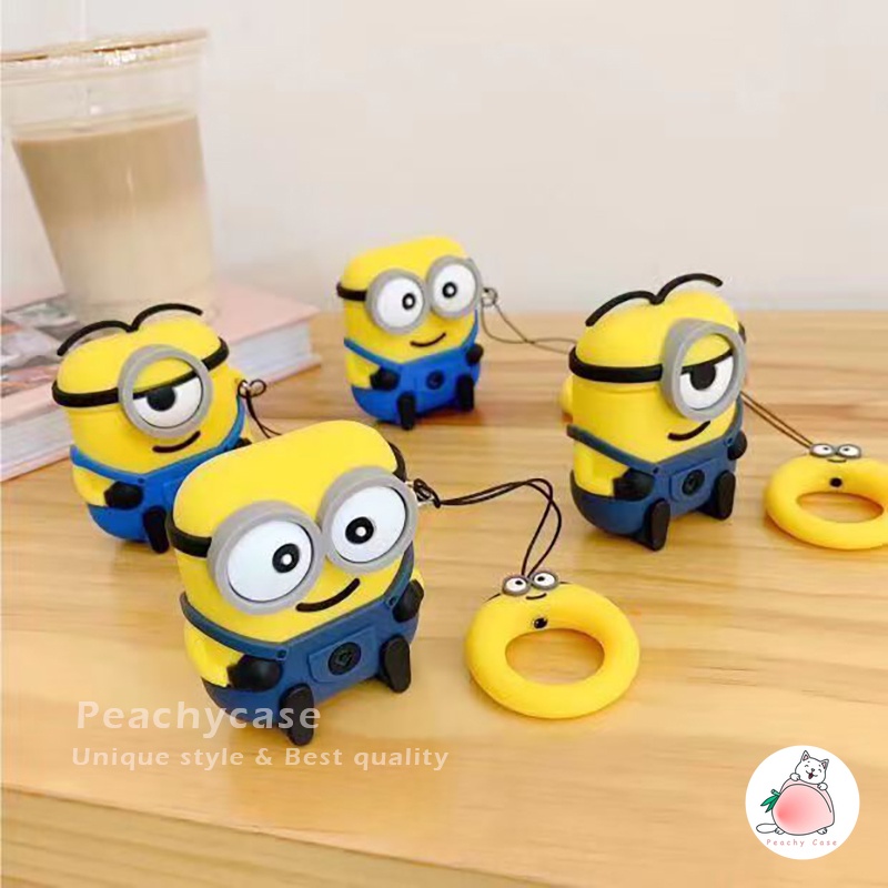 Vỏ Bảo Vệ Hộp Sạc Tai Nghe Airpods 1 2 Pro Air Pod 3 Không Dây Chống Thất Lạc Hình Minions Hoạt Hình Dễ Thương Kèm Móc Khóa Ốp