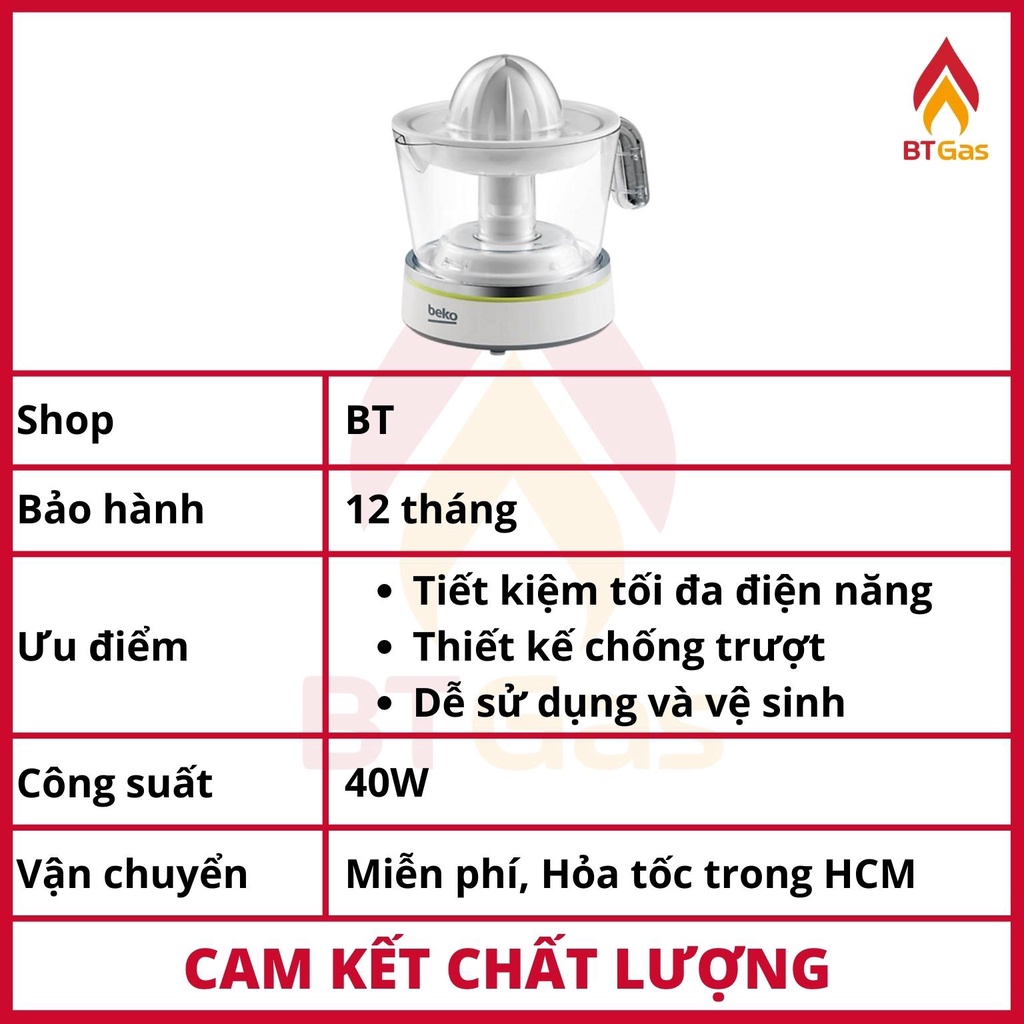 [Mã ELHA22 giảm 6% đơn 300K] Máy vắt cam tự động, máy ép cam công suất 40W Beko CJB-5103W