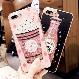 Ốp điện thoại kim tuyến nước hình chai nước/ly kem dễ thương cho iPhone 6/6S/6 Plus/6S Plus/7/7 Plus/8/8 Plus