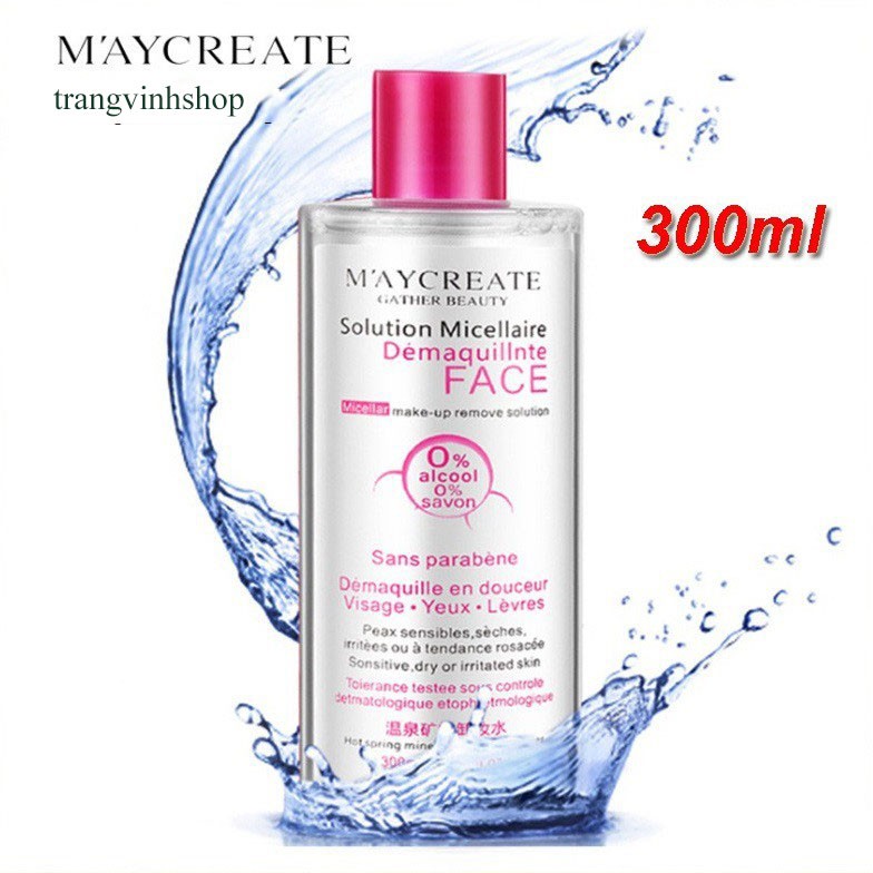 [Hàng siêu rẻ]Nước tẩy trang MayCreate 300ml Chính Hãng tẩy sạch các chất bẩn và bã nhờn sâu trên da sau khi trang điểm