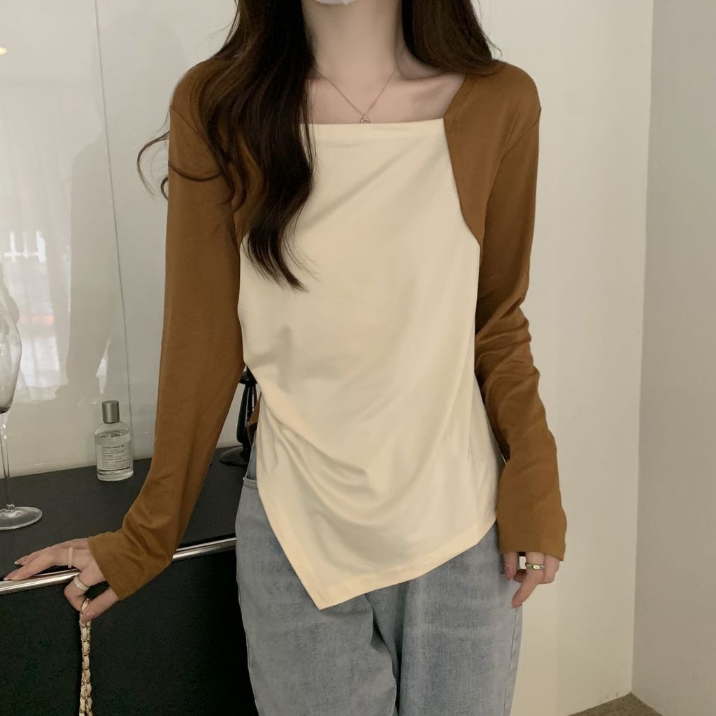 Áo Thu Đông Cỡ Lớn Màu Sắc Tương Phản Thời Trang