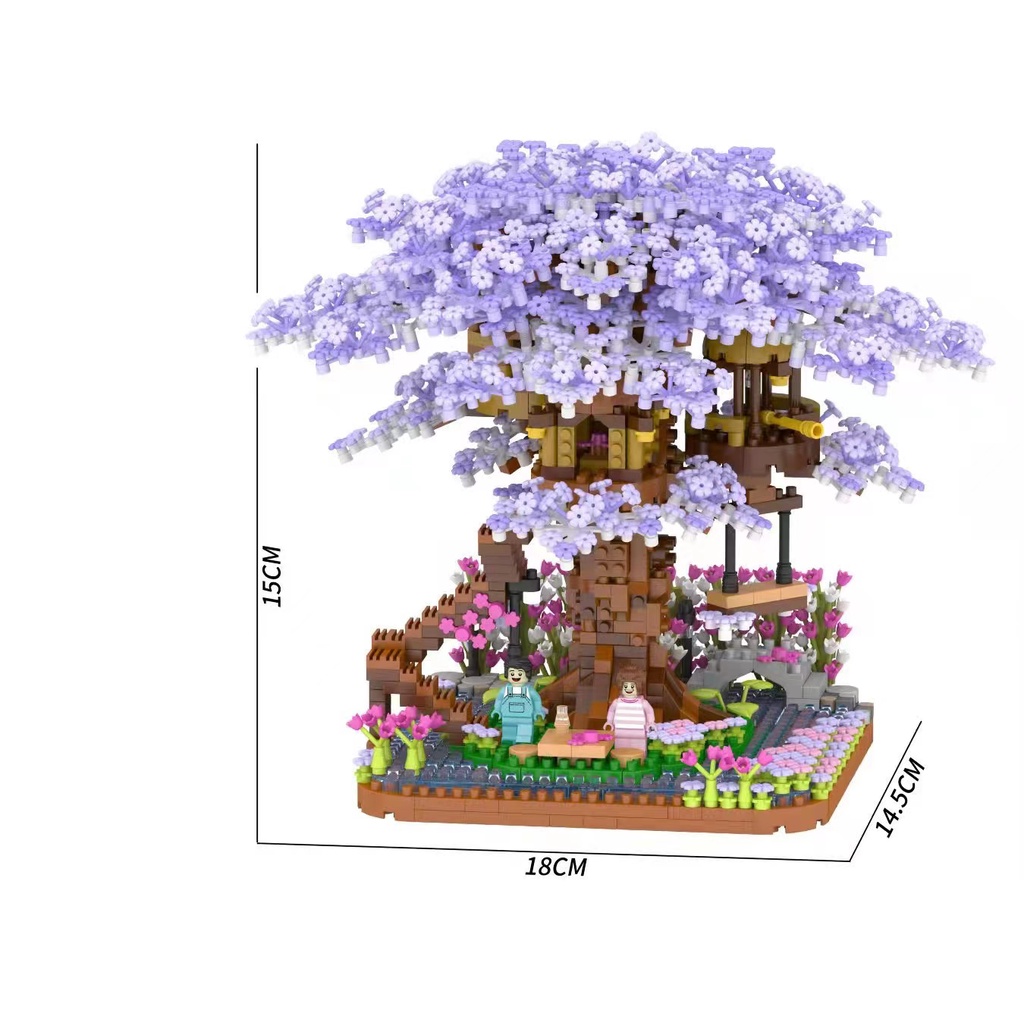 Bộ đồ chơi lắp ráp mô hình ngôi nhà cây màu tím độc đáo ZRK7855