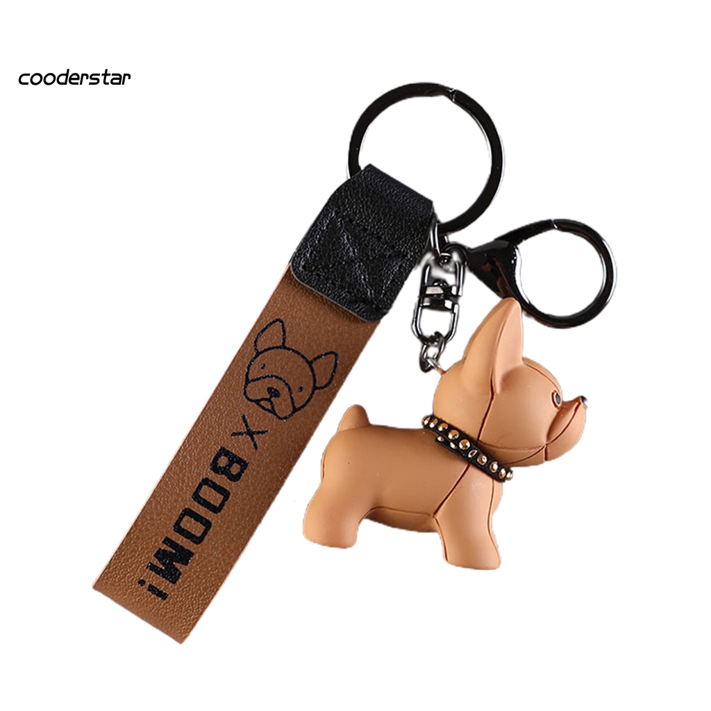 Móc chìa khóa hình chó bull pháp chất liệu an toàn dùng treo điện thoại đa năng tiện dụng