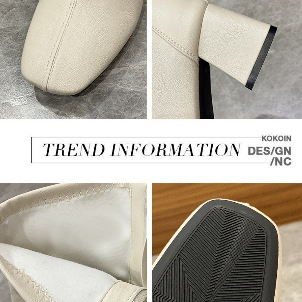 Giày boot da mềm nữ cổ cao lót nỉ mỏng khoá sau cao cấp - Boot mũi vuông, gót vuông 6 phân - BCC004 | BigBuy360 - bigbuy360.vn