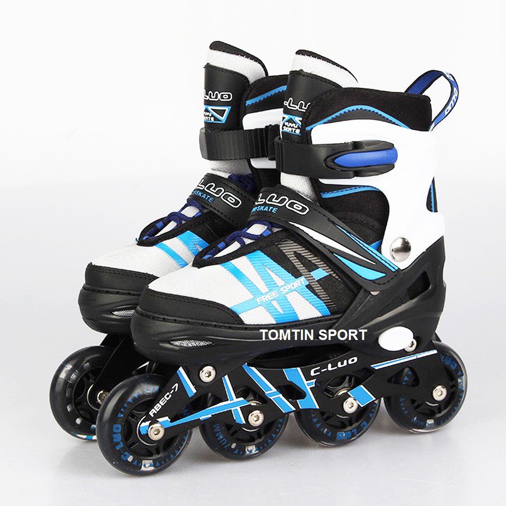 Giày trượt patin CLUO chính hãng 8 bánh phát sáng cho bé trai và bé gái, tặng kèm bảo hộ chân tay TomTin Sport