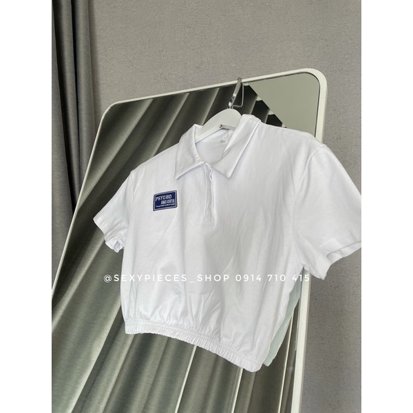 ✅Hàng sẵn/hình thật 100%-Áo croptop polo bo eo màu trắng | BigBuy360 - bigbuy360.vn